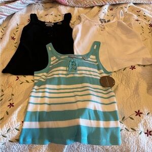 Striped Blue and White Tank Top Trio. Black all white